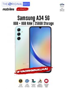 Samsung A34 5G - 8GB RAM - 256GB Storage - PTA Approved - 12 Months Warranty - Silver - The Original Bro Mobiles - TOB36
